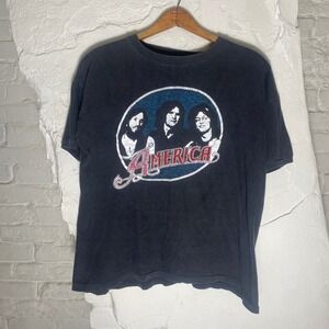 Vintage 1970s America Band T-Shirt Drummer Boy Tag Black Parking Lot Mens Small